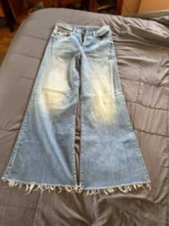 MOTHER Denim - Mother wide legged frayed hem button fly jeans